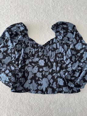 Abercrombie & Fitch Black Top with Light Blue Floral Print